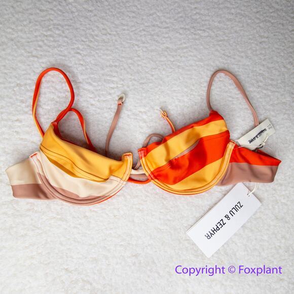 New! Set! Zulu & Zephyr Free People Tie Curve Brief Bikini, size 4 - Picture 3 of 13